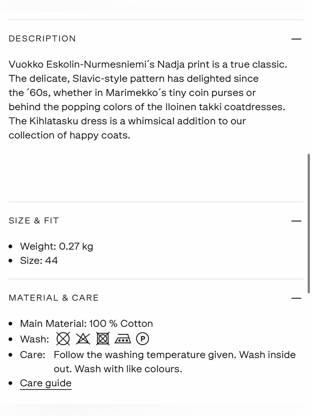 MARIMEKKO Kihlatasku Dress Takki Pocket Coatdress Nadja Print 36 6 - Picture 16 of 16